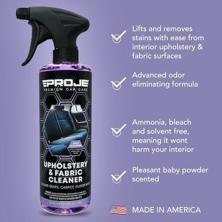 Proje Premium Car Care Fabric & Upholstery Cleaner 16 oz - Stain Remover & Odor Eliminator 30003